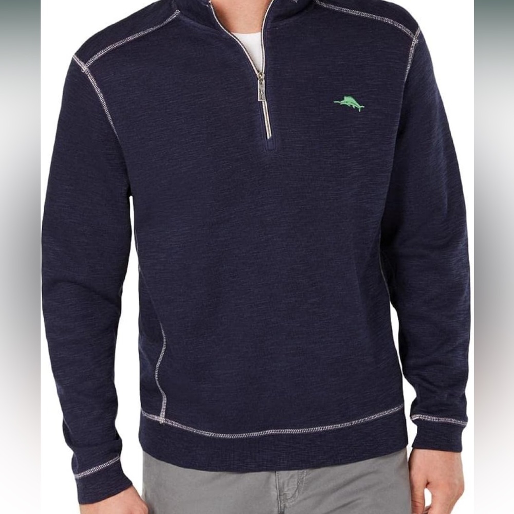 Big boys Tommy Bahama 1/4 Zip Navy Blue Pullover Sweater (Size 14/16)